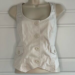 VINTAGE 90s Ann Taylor Loft Neutral Beige Button Front Cotton Vest Size 4